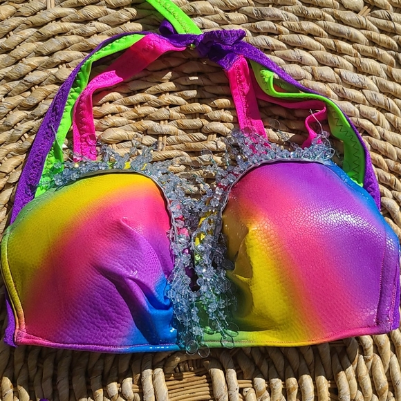 Multicolor beaded rave bikini set - Picture 2 of 5